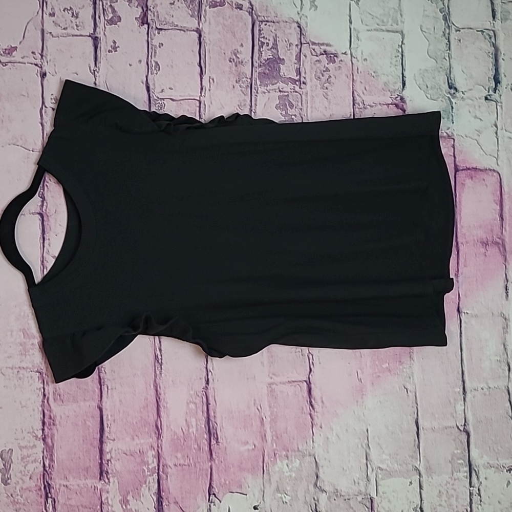 NATION LTD 100% PIMA COTTON RUFFLE TRIM BLACK TANK TOP XL